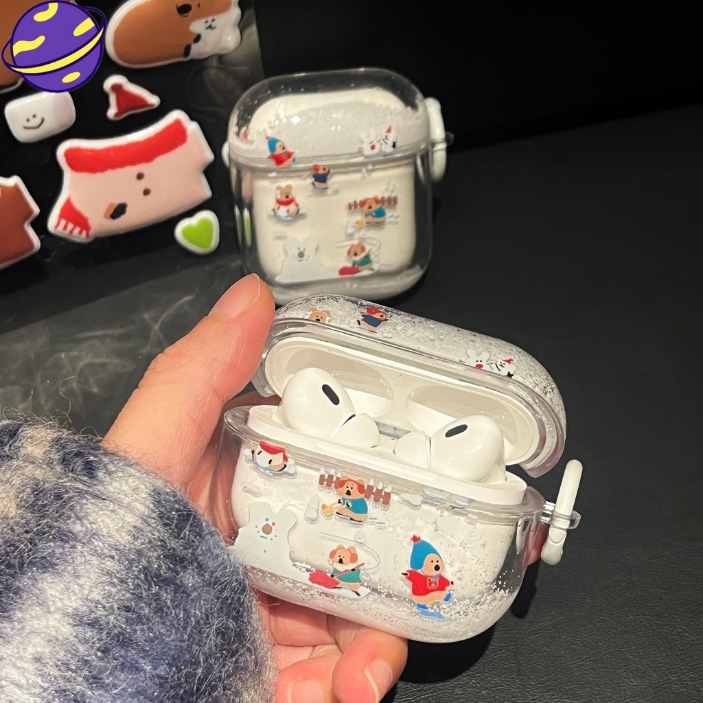 透明卡通 Hello Kitty 藍牙耳機套適用於 Apple AirPod 1 2 3 Pro Pro2 泰迪熊煙花設