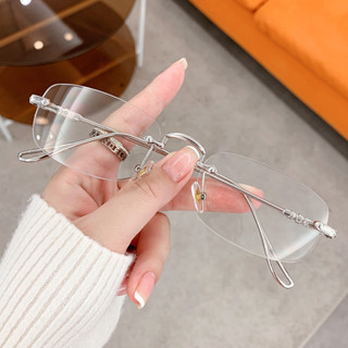 時尚無框防藍光眼鏡架復古女士男士潮流透明無框切邊簡約經典眼鏡框流行電腦遊戲眼鏡