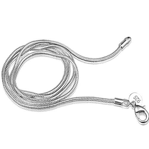 女士簡約設計 925 純銀 2 毫米蛇鏈龍蝦扣項鍊