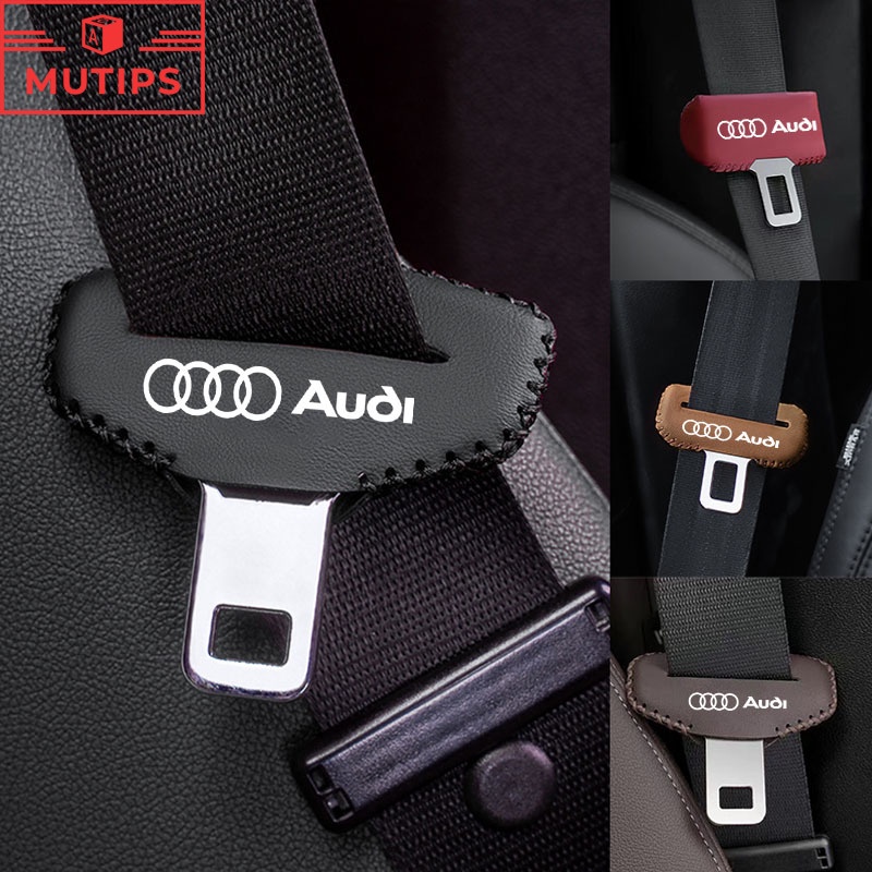 奧迪汽車安全帶皮革插扣保護套防刮磨損裝飾用於Audi  A5 A4 B7 B8 B5 A6 C7 C6 Q7 Q3 A3