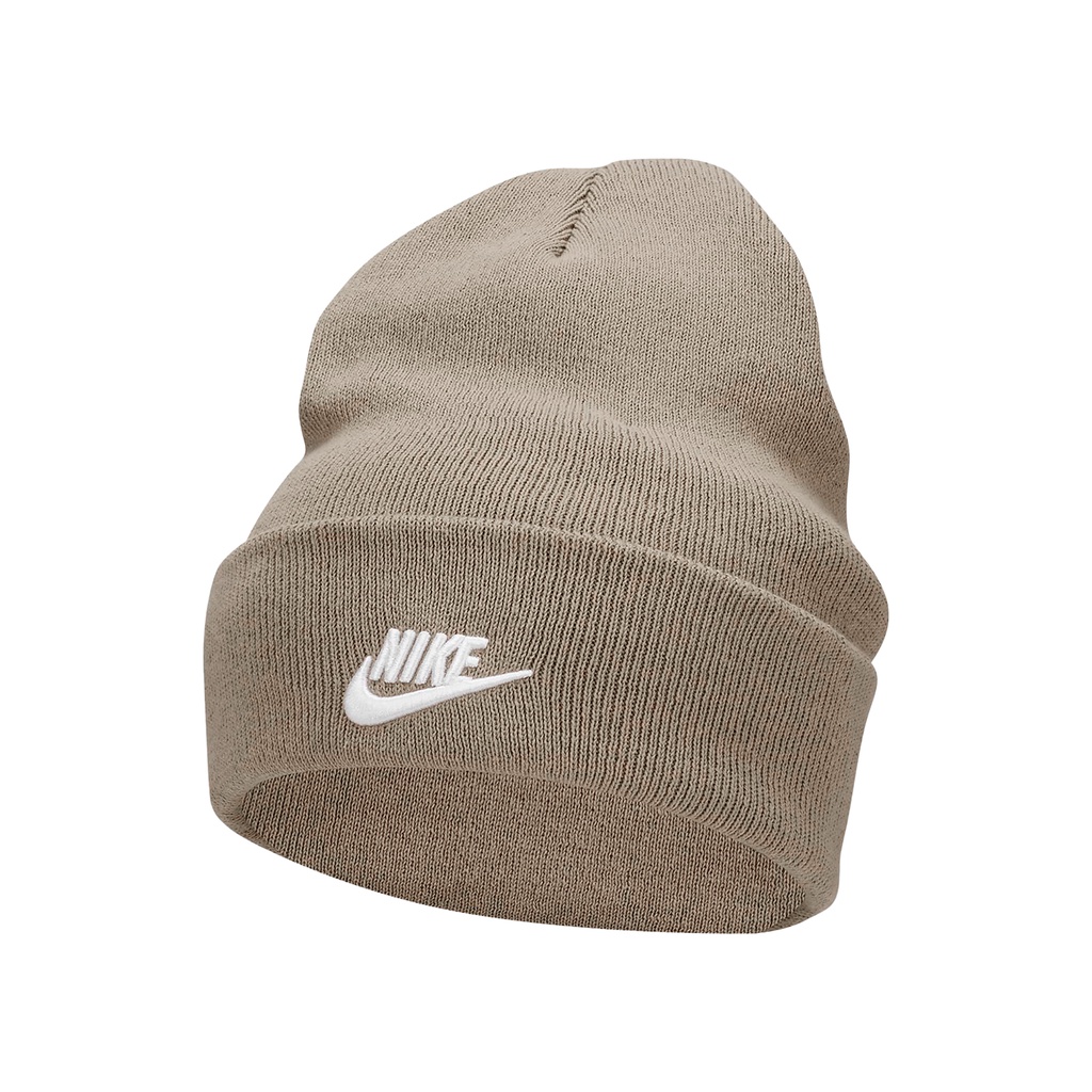 Nike 帽子 Peak Futura 男女款 奶茶色 毛帽 針織帽 刺繡 翻邊【ACS】 FB6528-247