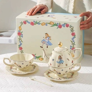 咖啡杯茶具套裝陶瓷套裝可愛愛麗絲夢遊僊境茶壺茶杯餐具傢用ins M3GO