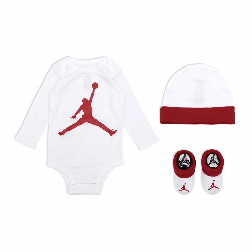 Nike 包屁衣 Jordan 新生兒 嬰幼兒 禮盒組 彌月禮 喬丹 三件組【ACS】 JD2343018NB-001