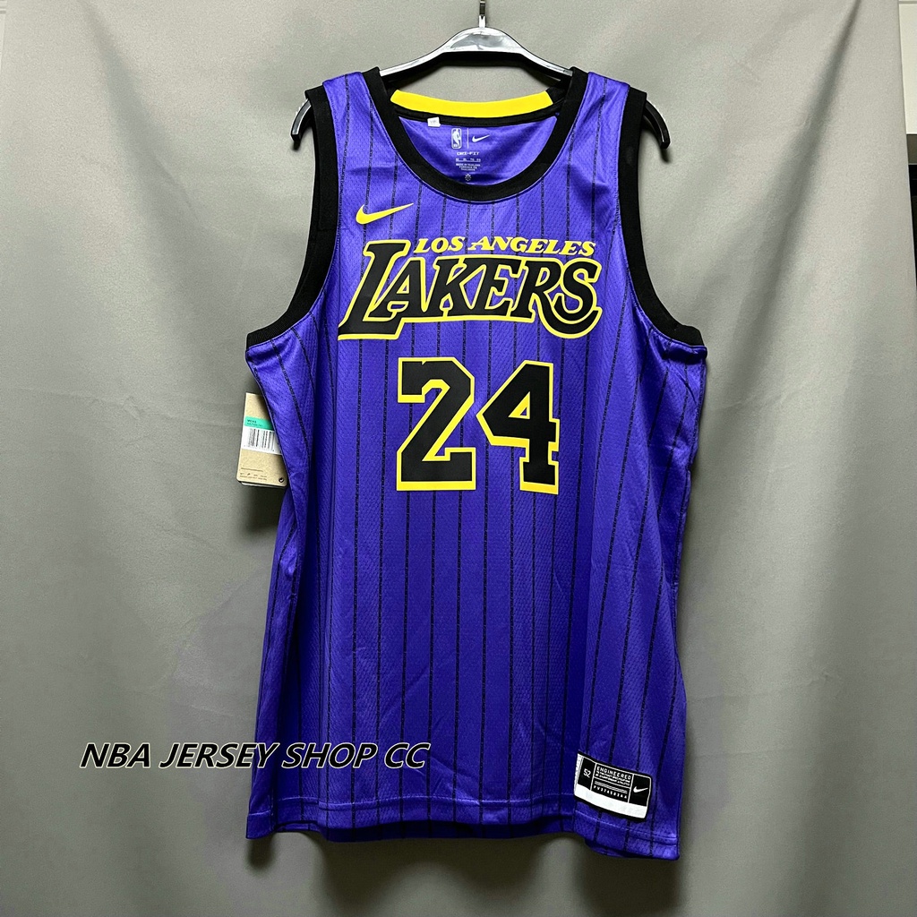 男式全新原創 NBA 科比洛杉磯湖人隊 #24 Kobeˉbryant 2018-19 城市版球衣熱壓紫H