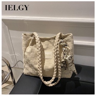 IELGY 高階感學生上課單肩絲帶帆布包 通勤大容量托特包