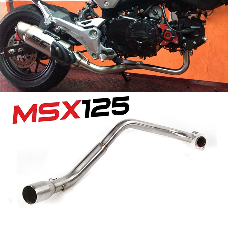 HONDA 摩托車排氣管適用於本田 MSX125 Monkey 125 彎頭管前連接管