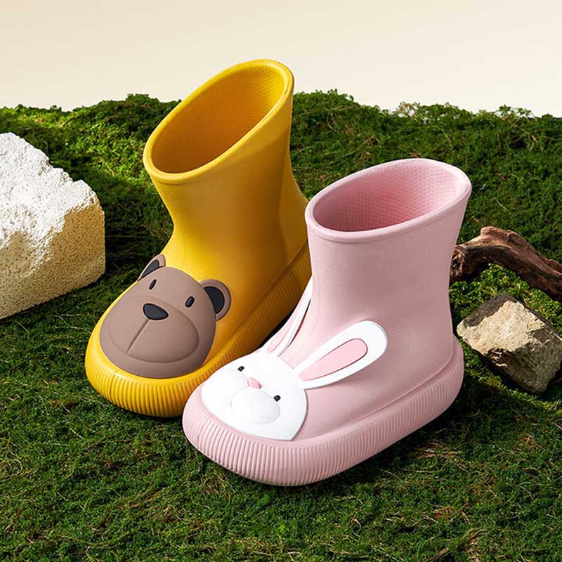兒童男孩雨鞋女孩可愛防水鞋兒童防滑兔熊水鞋嬰兒鞋