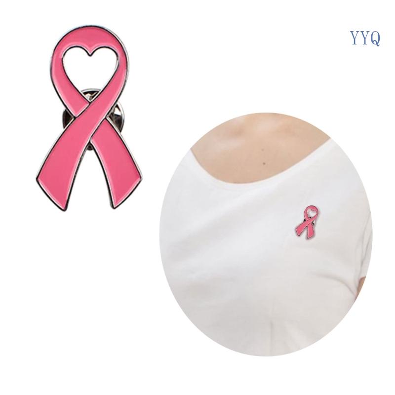 Yyq 10 件精美絲帶胸針粉紅絲帶翻領別針裝飾布徽章胸針意識心形鈕扣徽章