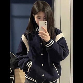 ◆2韓系學院風運動休閒棒球服夾克女設計感小眾慵懶風外套上衣潮