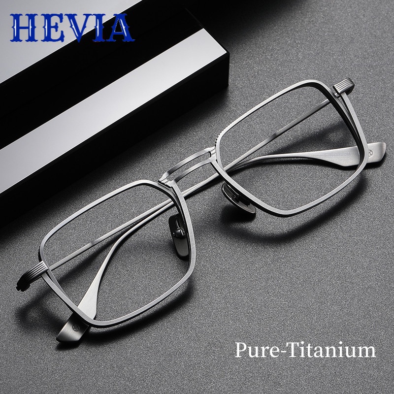 Hevia 純鈦眼鏡框男士舒適大臉超輕框女士眼鏡框PT108