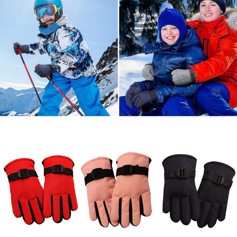 Omg* 冬季雪地手套防水兒童滑雪手套兒童連指手套保暖手套