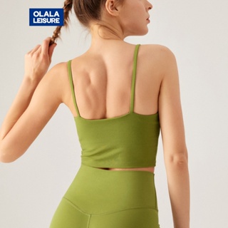 OLALA 新款帶胸墊 瑜伽背心女 性感細帶美背瑜伽上衣 半截吊帶瑜伽服