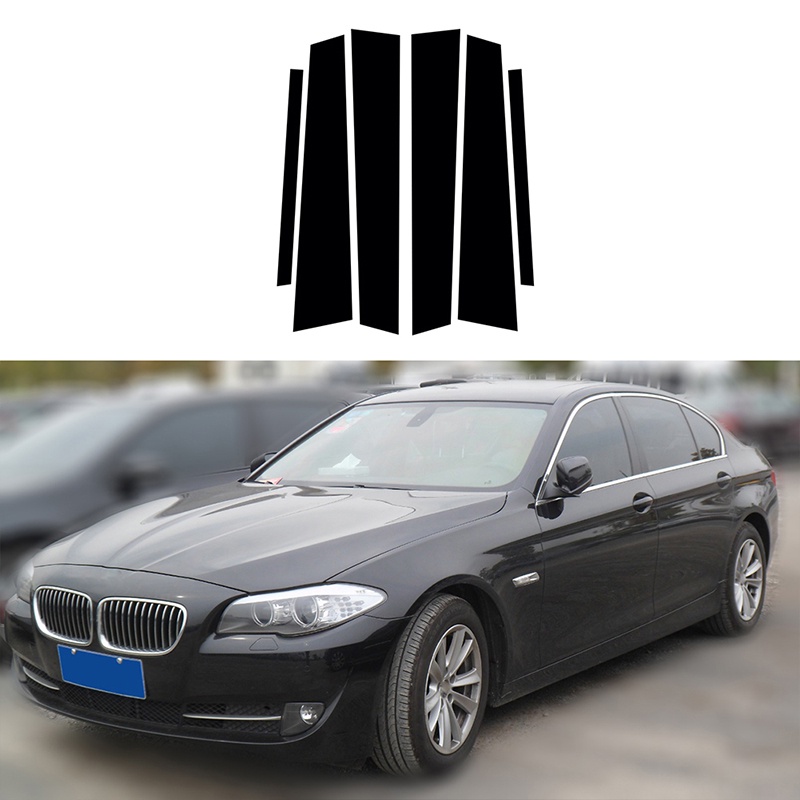 新的!! 適用於 BMW 5 系 F10 F11 F07 2010-2016 汽車中心柱貼紙裝飾貼花 - 6 件裝