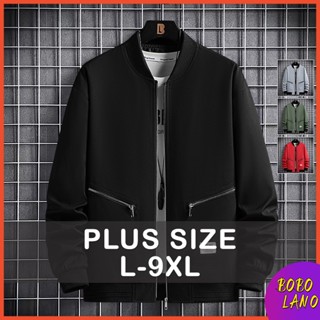 [L-9XL] 男士加大碼夾克夾克 Lelaki 韓版立領長袖夾克男士休閒寬鬆街頭外套外套大碼服裝