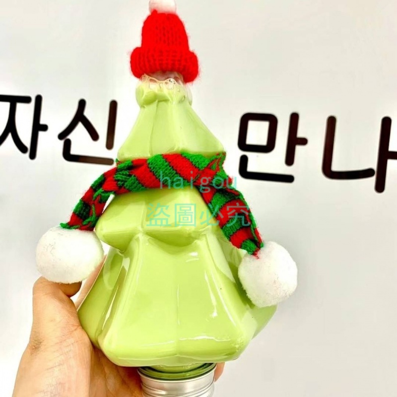 飲料瓶 400ml耶誕裝飾瓶pet創意透明塑膠奶茶咖啡果汁飲品耶誕樹瓶加厚