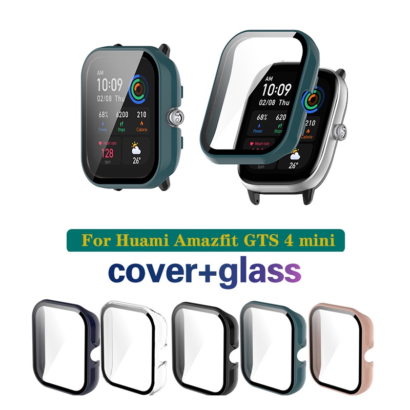 保護殼 適用於 華米Amazfit GTS 4 mini 的硬質 PC 外殼带鋼化玻璃屏幕保護膜保護套