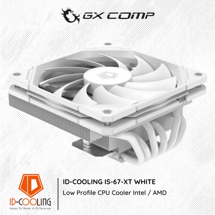 英特爾 Hsf ID-COOLING IS 67 XT 白色薄型 CPU 冷卻器 Intel AMD