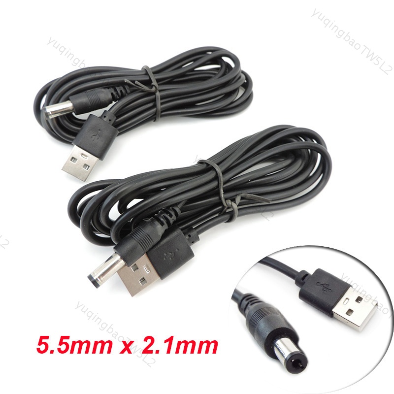 Usb 2.0 公頭 A 到 DC 5.5mm x 2.1mm 插頭插孔 DC 電源線插座連接器 5V 電纜線 5.5m