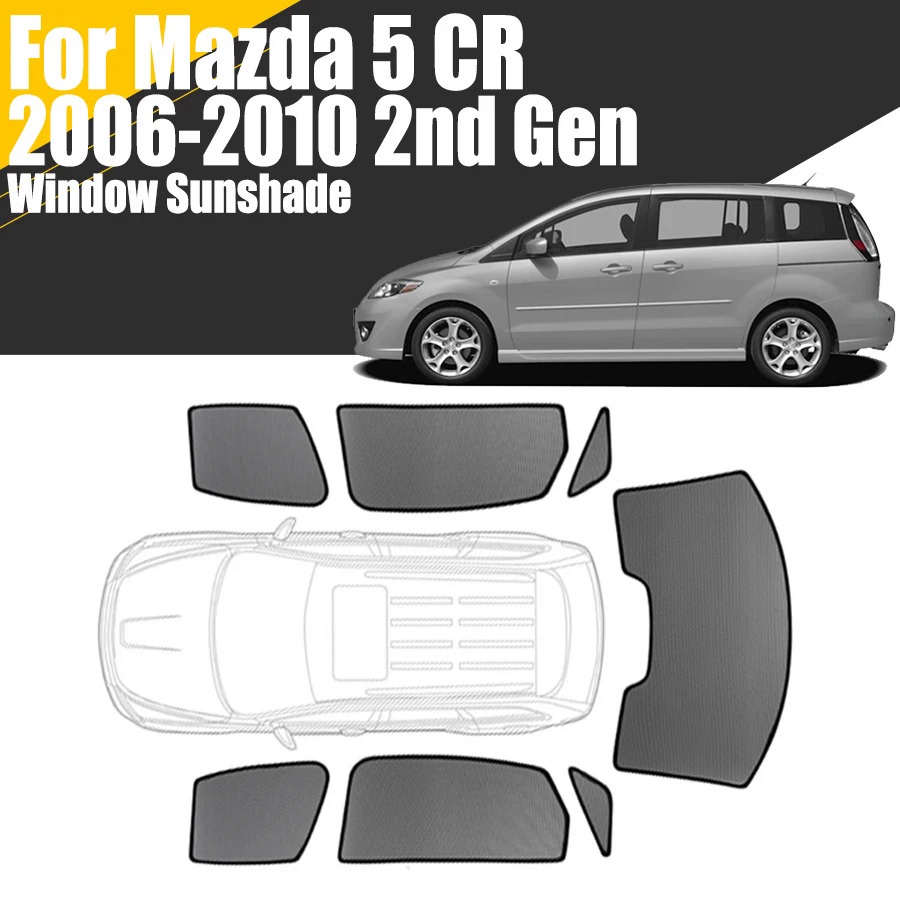 MAZDA 定制磁性車窗遮陽板適用於馬自達 5 CR 2006-2010 第 2 代窗簾網狀前擋風玻璃框架窗簾