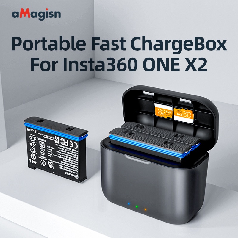 Amagisn 適用於 Insta360 ONE X2 電池快速充電盒 360X2 配件