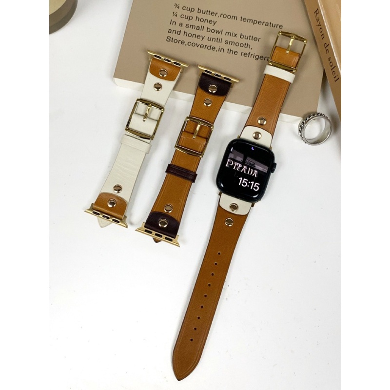 Apple watch7 S8 Ultra 6 5 4 3 SE圓釘復古真皮錶帶44mm 49mm 45mm 42mm