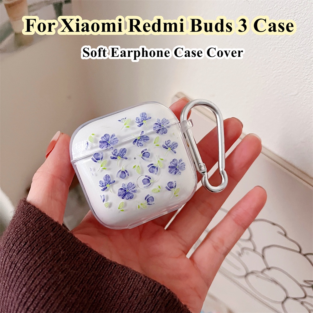 REDMI XIAOMI [有貨]適用於小米紅米 Buds 3 保護套透明小碎花圖案適用於小米紅米 Buds 3 保護套