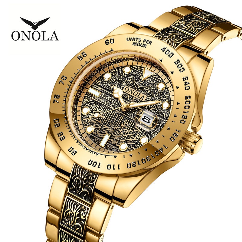 奧駱納/ONOLA時尚經典新款爆款石英男士手錶男鋼帶金錶watch