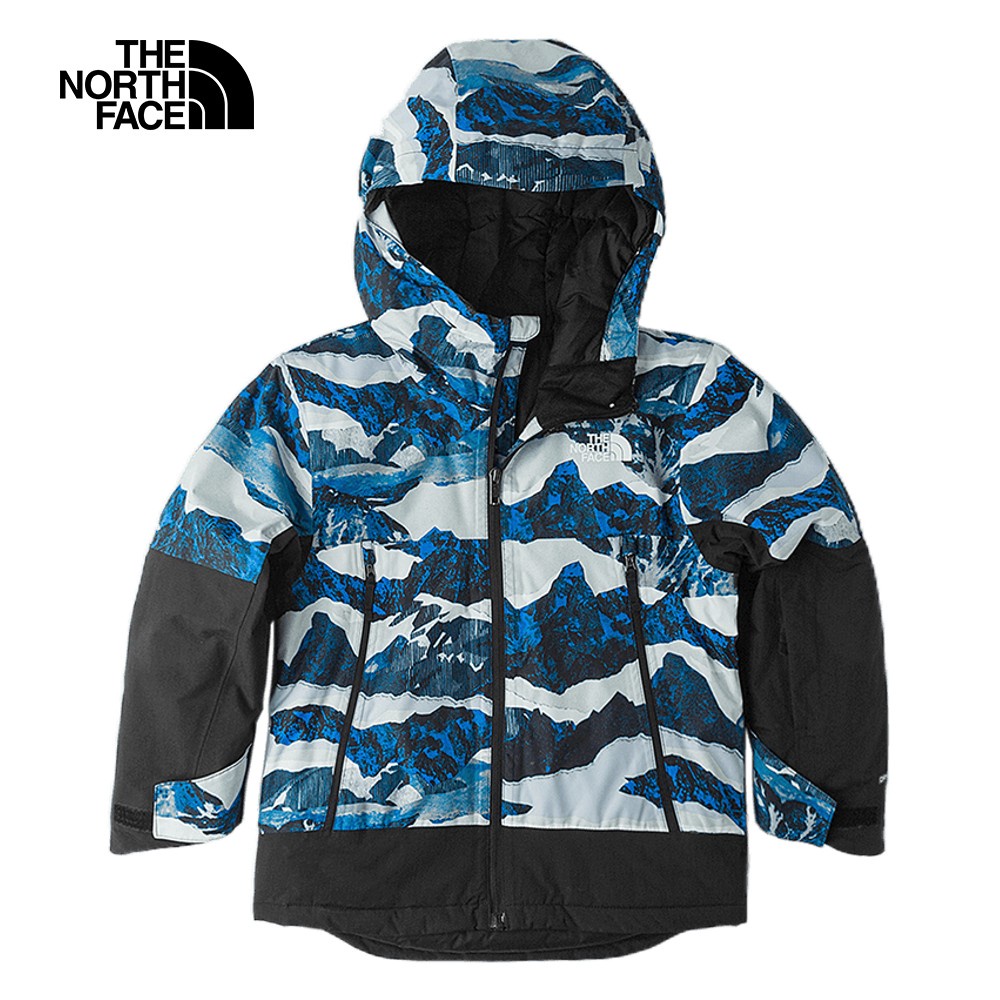 The North Face北面兒童藍色防水透氣保暖舒適連帽鋪棉外套｜82XQO3Q