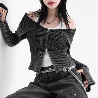 Codibook｜韓國 binary01 短版拉鍊針織外套［預購］拉鍊外套 女裝