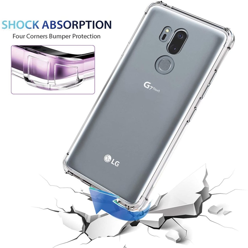 適用於 LG G7 G7+ ThinQ G710EM G710 PM G710VMP 超薄水晶透明軟矽膠果凍盒,帶四個加