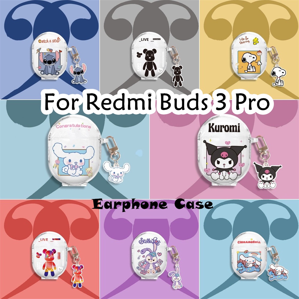 現貨!適用於 Redmi Buds 3 Pro 保護套透明卡通圖案軟矽膠耳機保護套保護套