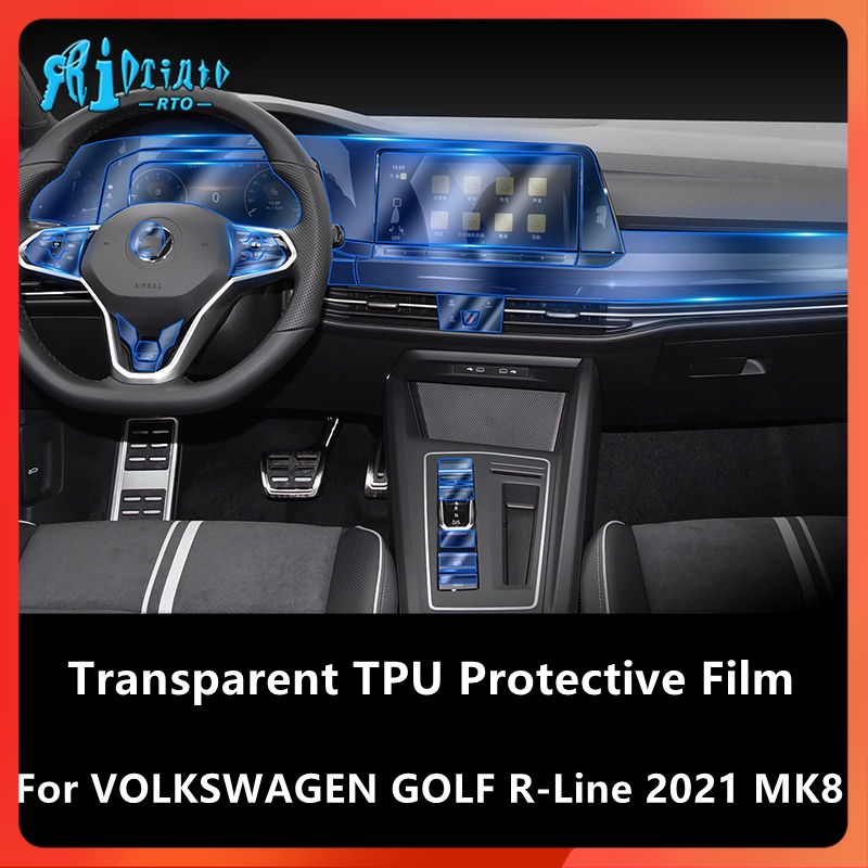 VOLKSWAGEN Rto 適用於大眾 GOLF R-Line 2021 MK8 汽車內飾中控台透明 TPU 保護膜防