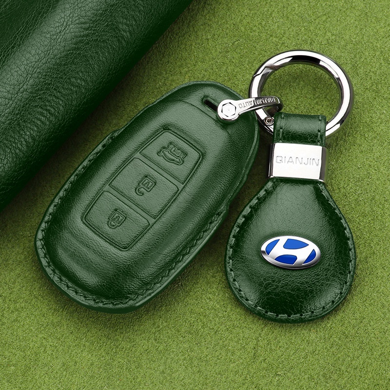 Hyundai鑰匙套Sonata Elantra LAFESTA IX35鑰匙真皮縫線保護殼