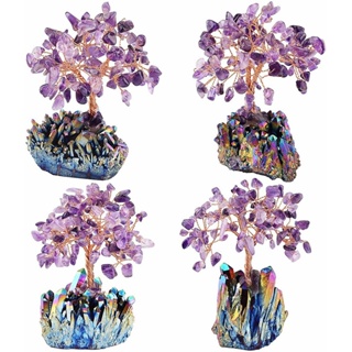 現貨天然紫水晶樹紫晶簇底水晶樹發財樹黃水晶財富樹禮盒包裝