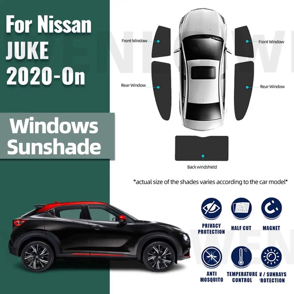 NISSAN 適用於日產 JUKE 2020-2023 2024 磁性汽車遮陽板遮陽板前擋風玻璃框架窗簾後側窗遮陽板