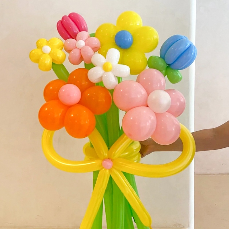 現貨裝飾佈置 浪漫鬱金香 花朵馬卡龍長條氣球 魔術造型氣球
