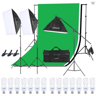 Andoer攝影棚套裝 3個50*70cm柔光箱+12個45W燈泡+3個四燈頭+3個2m燈架+1個懸臂+3個1.6m*3