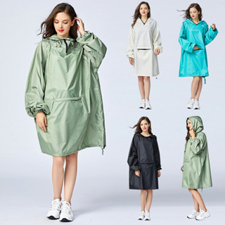 日韓時尚雨衣 蝙蝠袖大長袖雨衣一件式 輕薄透氣 連身雨衣斗篷 一甩幹 防水雨衣外套 日本雨衣 風衣雨衣 成人 加大尺碼