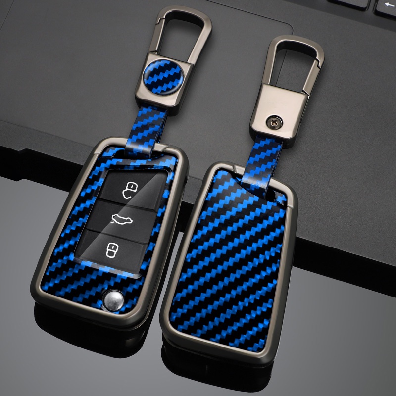 VOLKSWAGEN 碳纖維鋅合金汽車鑰匙套適用於大眾大眾高爾夫 7 mk7 座椅 Ibiza Leon FR 2 Al
