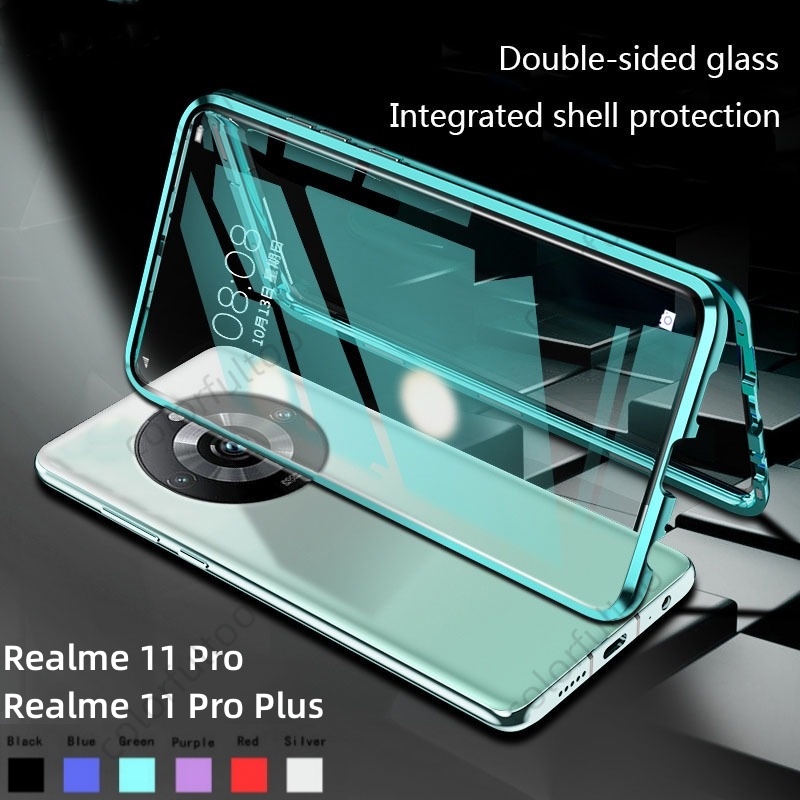 Realme 11 Pro Plus 11Pro+ 透明外殼 Realme11Pro 5G 雙面鋼化玻璃手機殼磁性翻蓋外