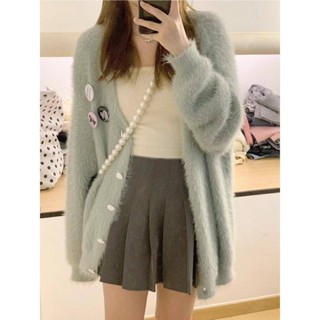 🌟Lovely愛出貨🌟 Oversize寬鬆條紋上衣外套針織開衫v領毛衣女慵懶風外穿秋冬新款東大門款韓款韓版