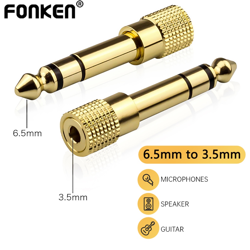 Fonken 6.5mm 公頭轉 3.5mm 母頭立體聲耳機音頻適配器放大器混音器吉他 6.5 轉 3.5 轉換器