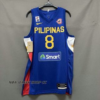 男士全新原創 Gilas Pilipinas #8 湯普森球衣藍色熱壓 E