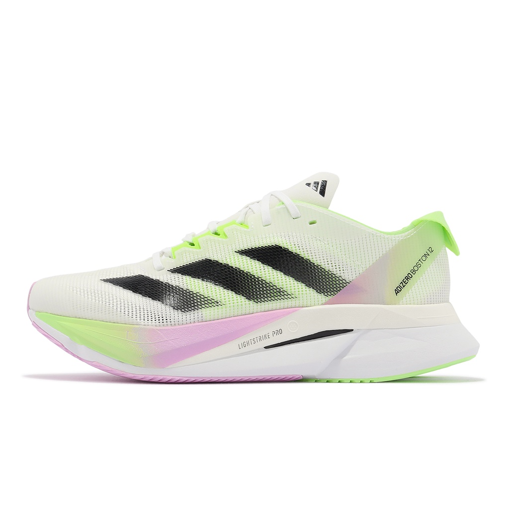 Adidas 慢跑鞋 Adizero Boston 12 W 白 綠 路跑 愛迪達 厚底 女鞋 【ACS】 IG3328