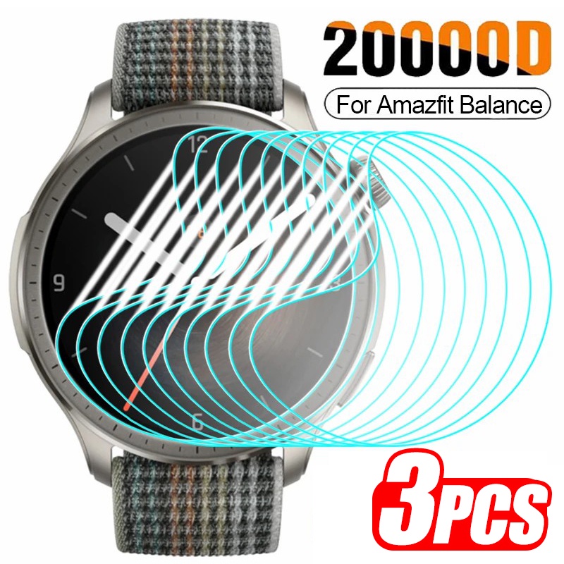 3 片兼容 Amazfit 平衡屏幕保護膜 / 高清透明智能手錶膜 / 非玻璃軟 TPU 水凝膠膜 / 防刮防指紋保護膜
