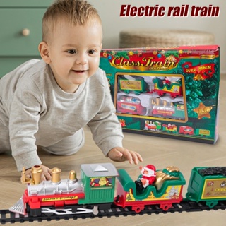 迷你模擬鐵路軌道套裝遊戲/塑料聖誕電動軌道火車/卡通聖誕老人聖誕樹模型裝飾 DIY 禮物兒童益智玩具