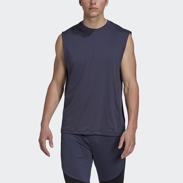 Adidas Yoga SL Tee HJ9908 男 背心 運動 瑜珈 訓練 休閒 國際版 彈性 簡約 舒適 暗藍