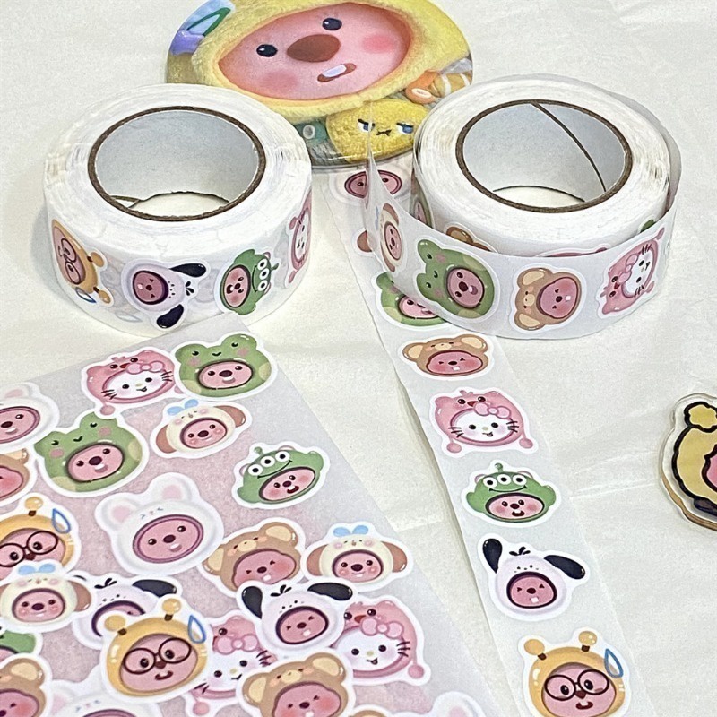 500 件 Loopy 貼紙可愛熱門卡通 Pororo 人物貼紙防水 PVC 貼紙適用於杯子行李手機殼