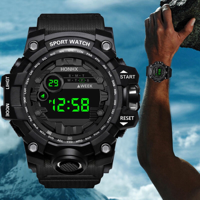 男士防水運動多功能夜光電子表戶外時尚大錶盤