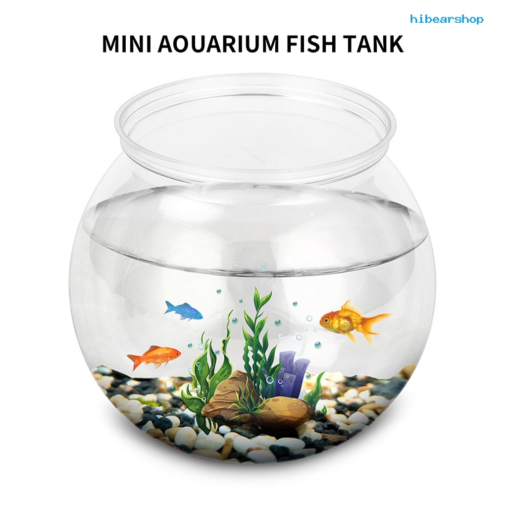 [文房萌寵閣]小魚缸 超白魚缸 透明塑膠圓形圓球魚缸 客廳桌面家用防摔金魚缸